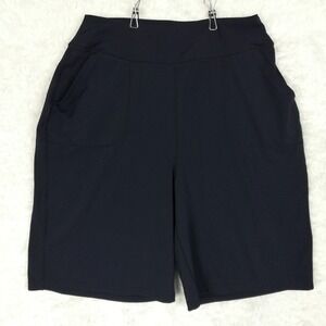 Real Essentials Womens Shorts Bermuda Athletic High Waisted Navy Blue L